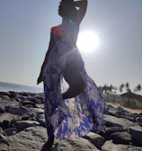 Elegant Palm Beach sunset with Giovana in a flowing dress.